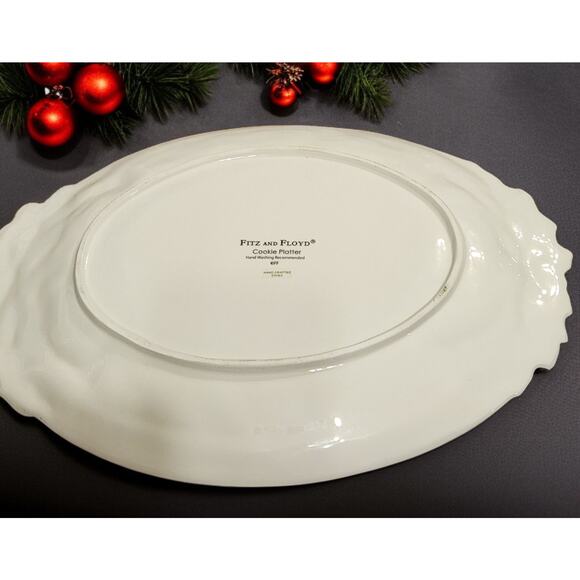 Fitz and Floyd Cookie Platter 'Merry Christmas Y'all" Handpainted Plaid Vintage - Picture 6 of 6